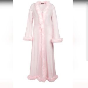 Boohoo - Gemma Collins kimono robe with fluffy pink trim - size 8 (UK)